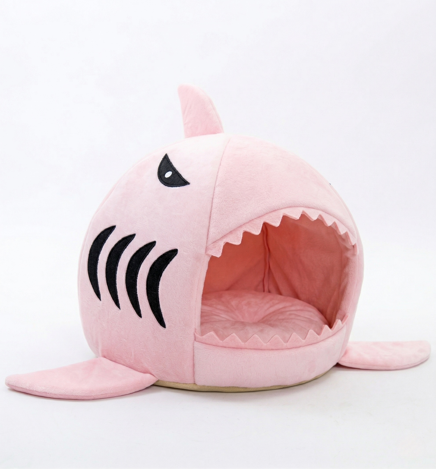 Cat Bed - High-Elastic PP Cotton Filled Shark Pet Nest, Anti-Slip Bottom Cat Bed for Medium Cats, Washable Cover