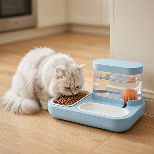Cat Feeder - 2 in 1 Automatic Water Fountain & Food Bowl