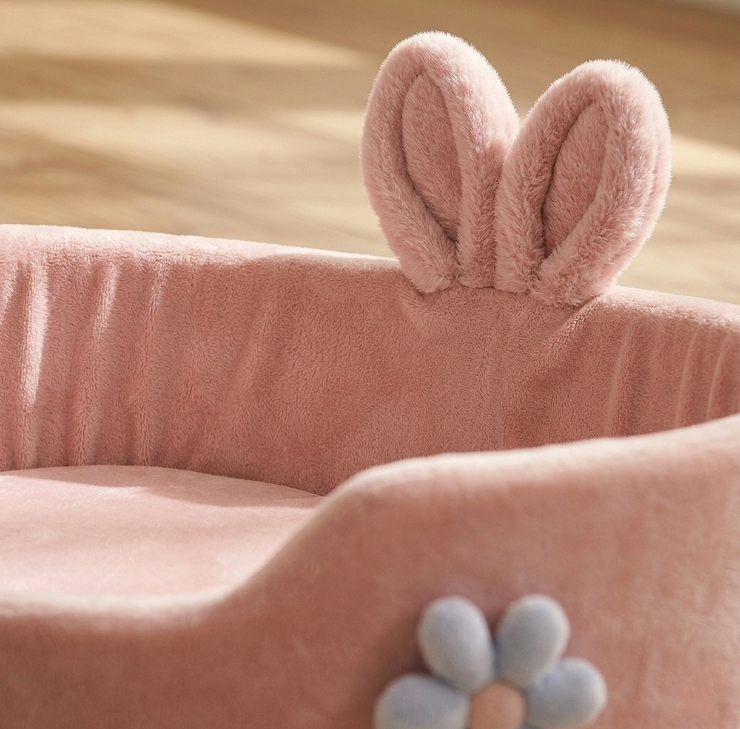 Dog Bed - Cute Princess Pink Pet Sofa with Rabbit Ears