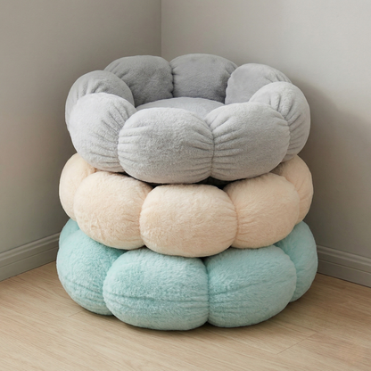 Cat Bed - Flower Shaped Plush Bed with Anti-Slip Bottom for All Seasons
