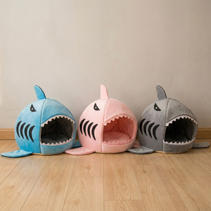Cat Bed - High-Elastic PP Cotton Filled Shark Pet Nest, Anti-Slip Bottom Cat Bed for Medium Cats, Washable Cover