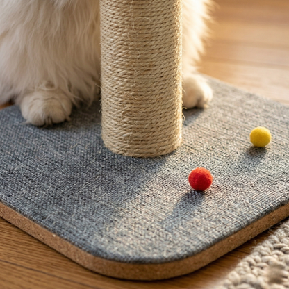 Cat Scratcher - Scratching Post & Interactive Toy, Natural Sisal Fibre Column with Soft Plush Ball