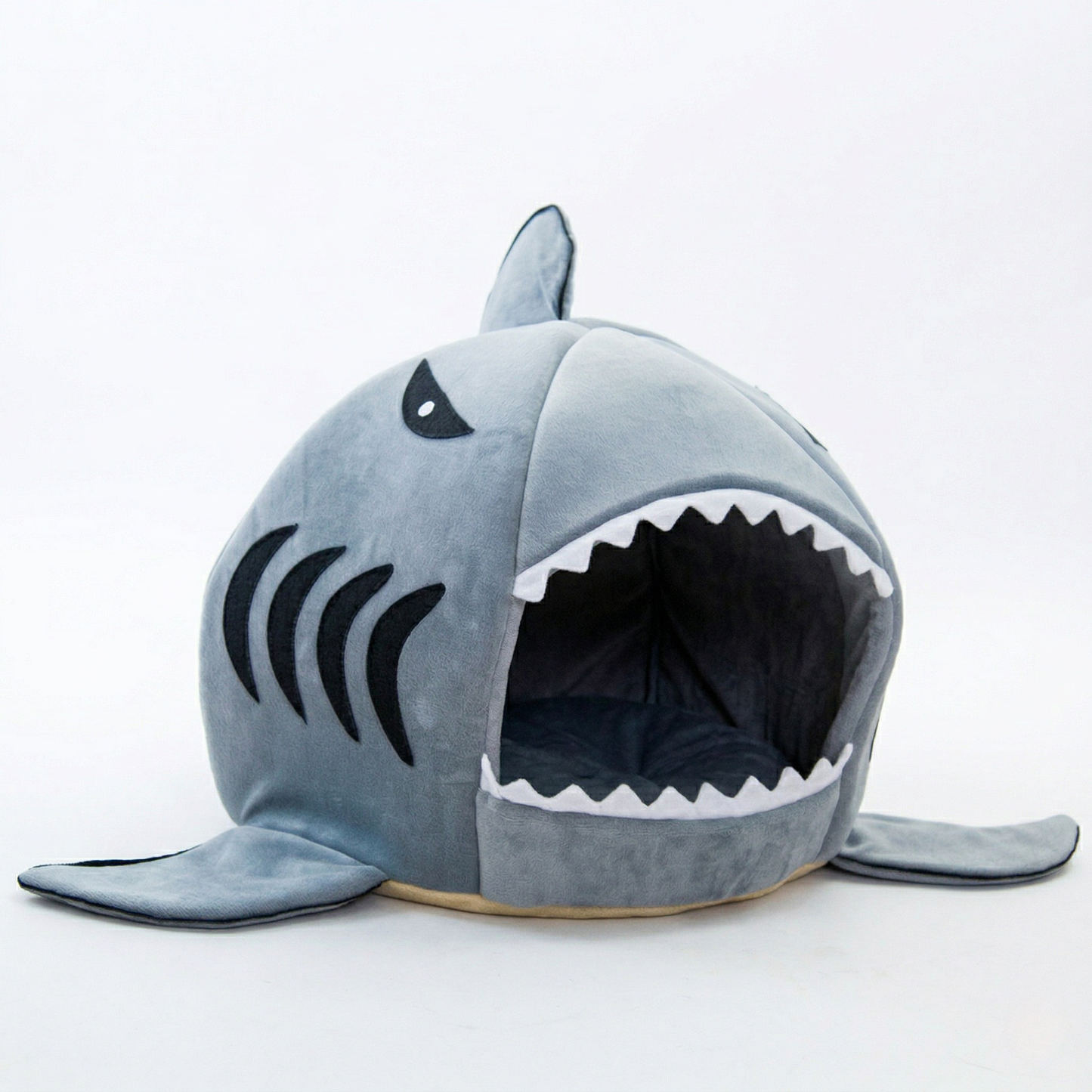Cat Bed - High-Elastic PP Cotton Filled Shark Pet Nest, Anti-Slip Bottom Cat Bed for Medium Cats, Washable Cover