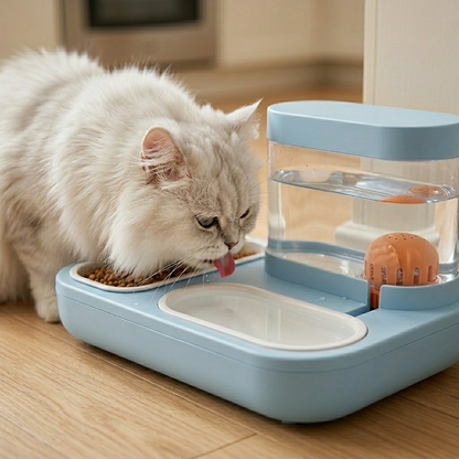 Cat Feeder - 2 in 1 Automatic Water Fountain & Food Bowl
