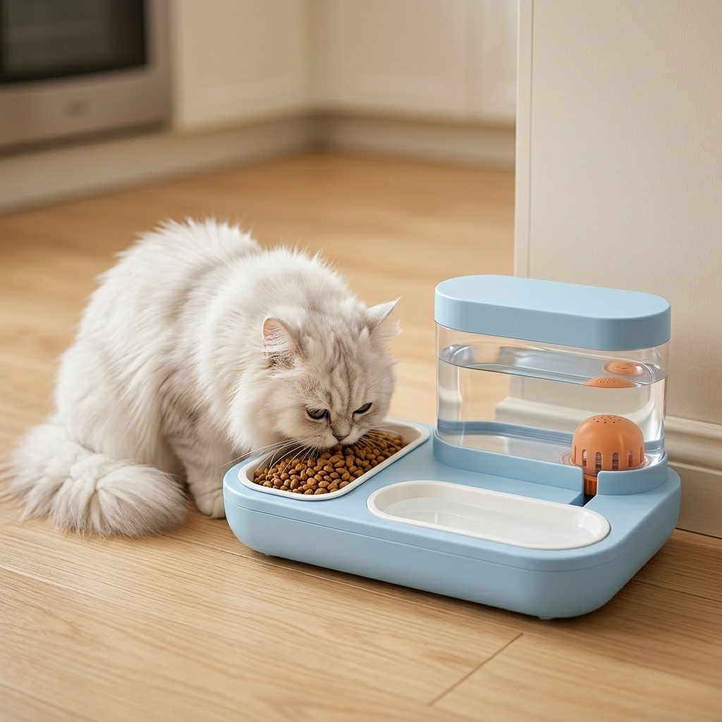 Cat Feeder - 2 in 1 Automatic Water Fountain & Food Bowl