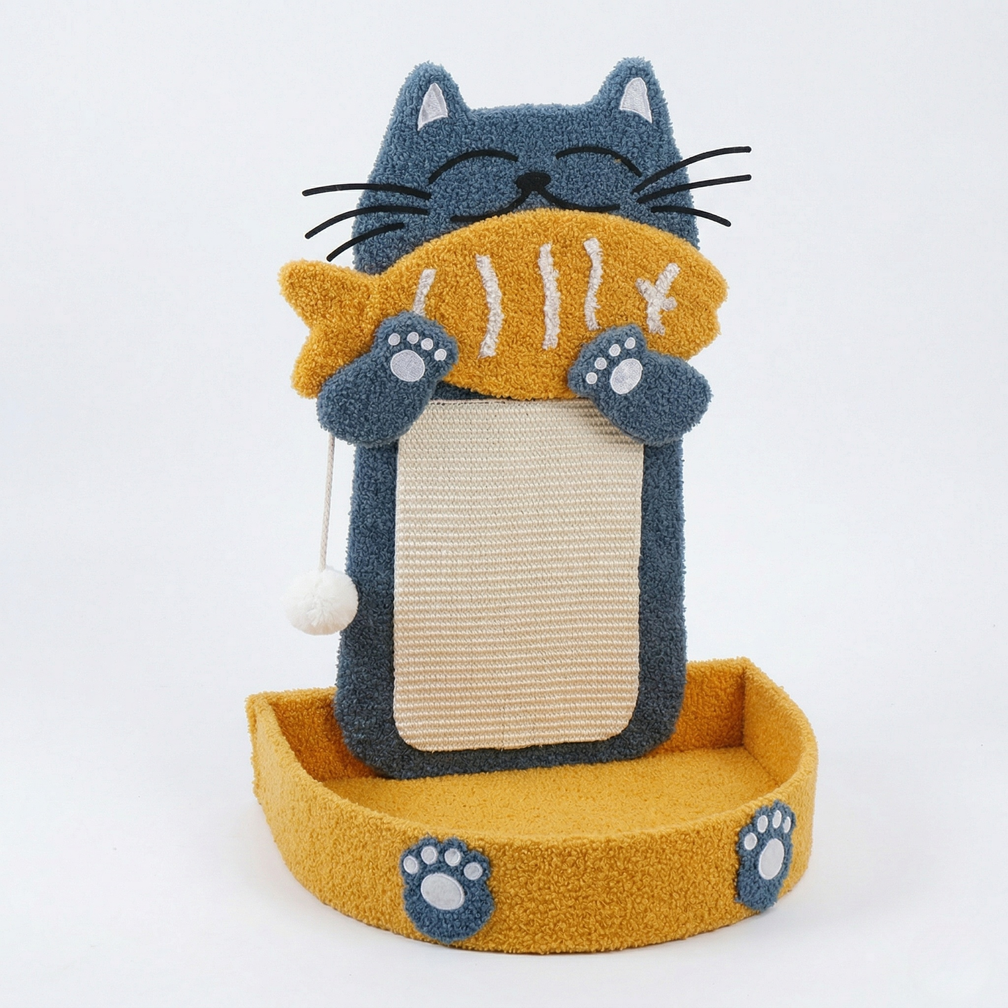 Cat Scratcher - Multi-Functional Cat House Nest, Decorative Sisal Fibre Column with Plush Toy & Bed for Indoor Cats