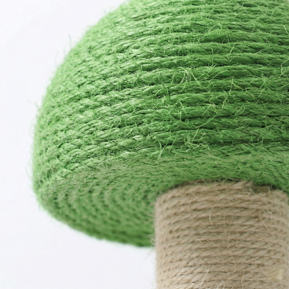 Cat Scratcher - 3 in 1 Wooden Play Station, Mushroom Shaped Sisal Column with Spring Toy & Ball Track