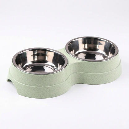 Dog Bowl - Double Stainless Steel Feeding Station, for Food & Water