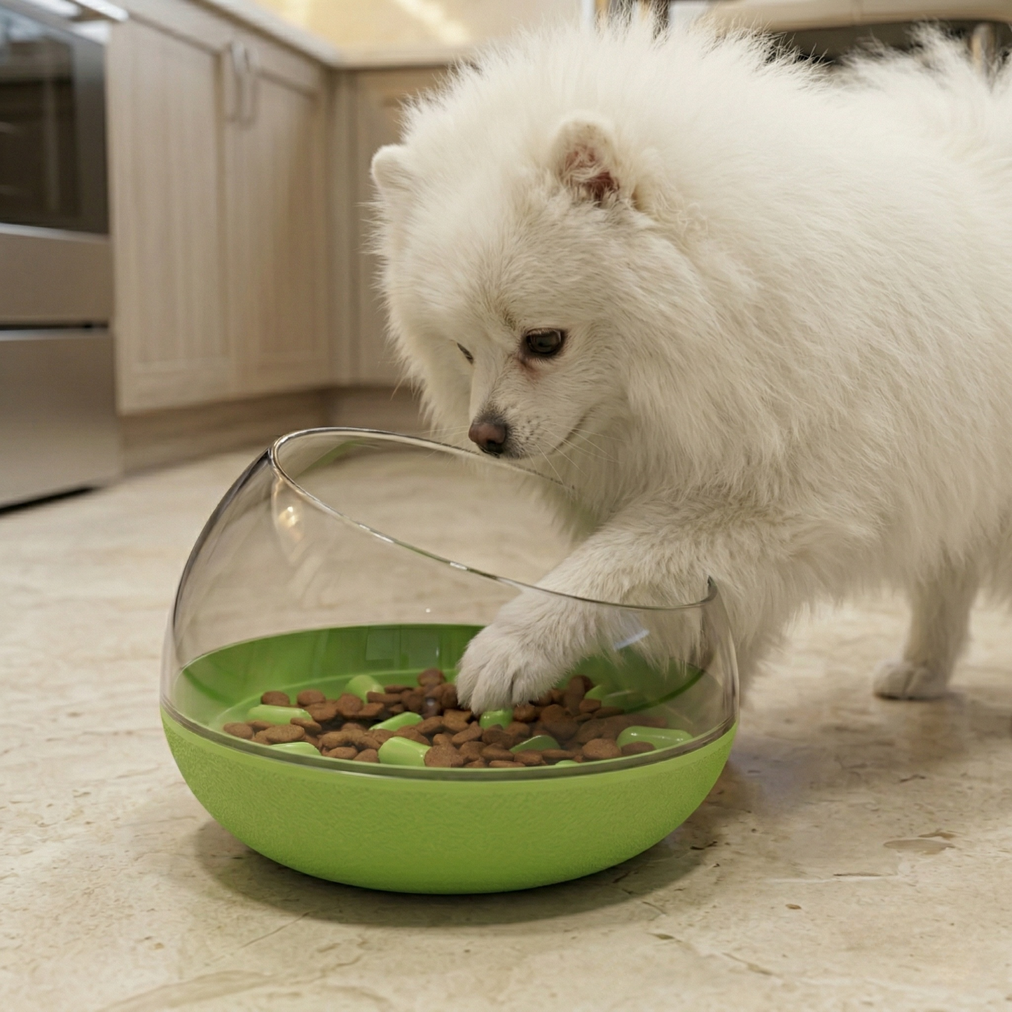 Dog Bowl - Interactive Tumbler Slow Feeder, Space Capsule Design Anti-Gulping Food Dispenser