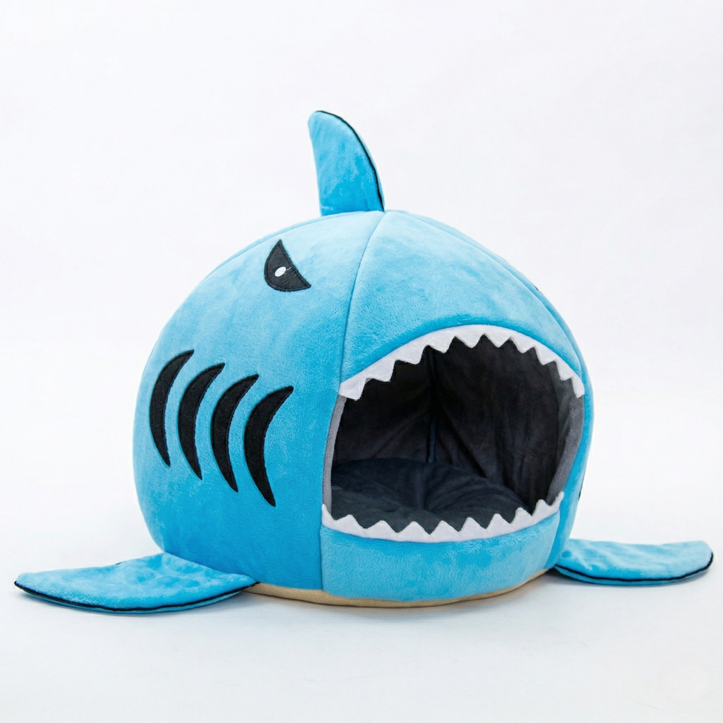 Cat Bed - High-Elastic PP Cotton Filled Shark Pet Nest, Anti-Slip Bottom Cat Bed for Medium Cats, Washable Cover
