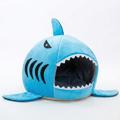 Cat Bed - High-Elastic PP Cotton Filled Shark Pet Nest, Anti-Slip Bottom Cat Bed for Medium Cats, Washable Cover