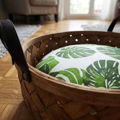 Cat Bed - All-Season Breathable Rattan Basket, Portable Indoor Pet Sofa Nest with Removable Pillow