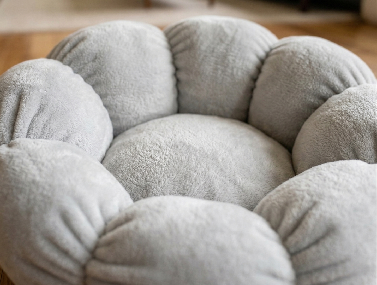Cat Bed - Flower Shaped Plush Bed with Anti-Slip Bottom for All Seasons