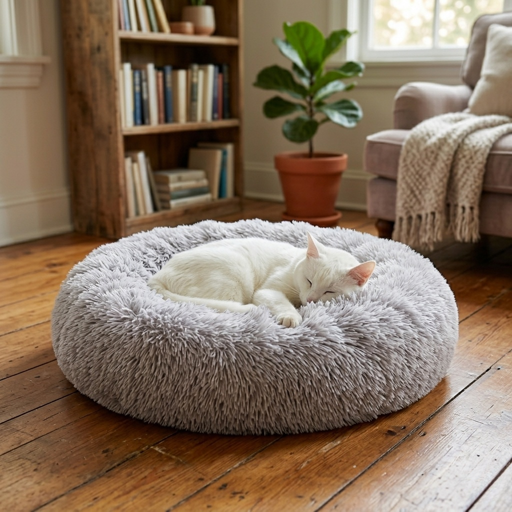 Cat Bed - With Anti-Slip Bottom, Comfortable Calming Pet Bed for Kittens & Medium Cats