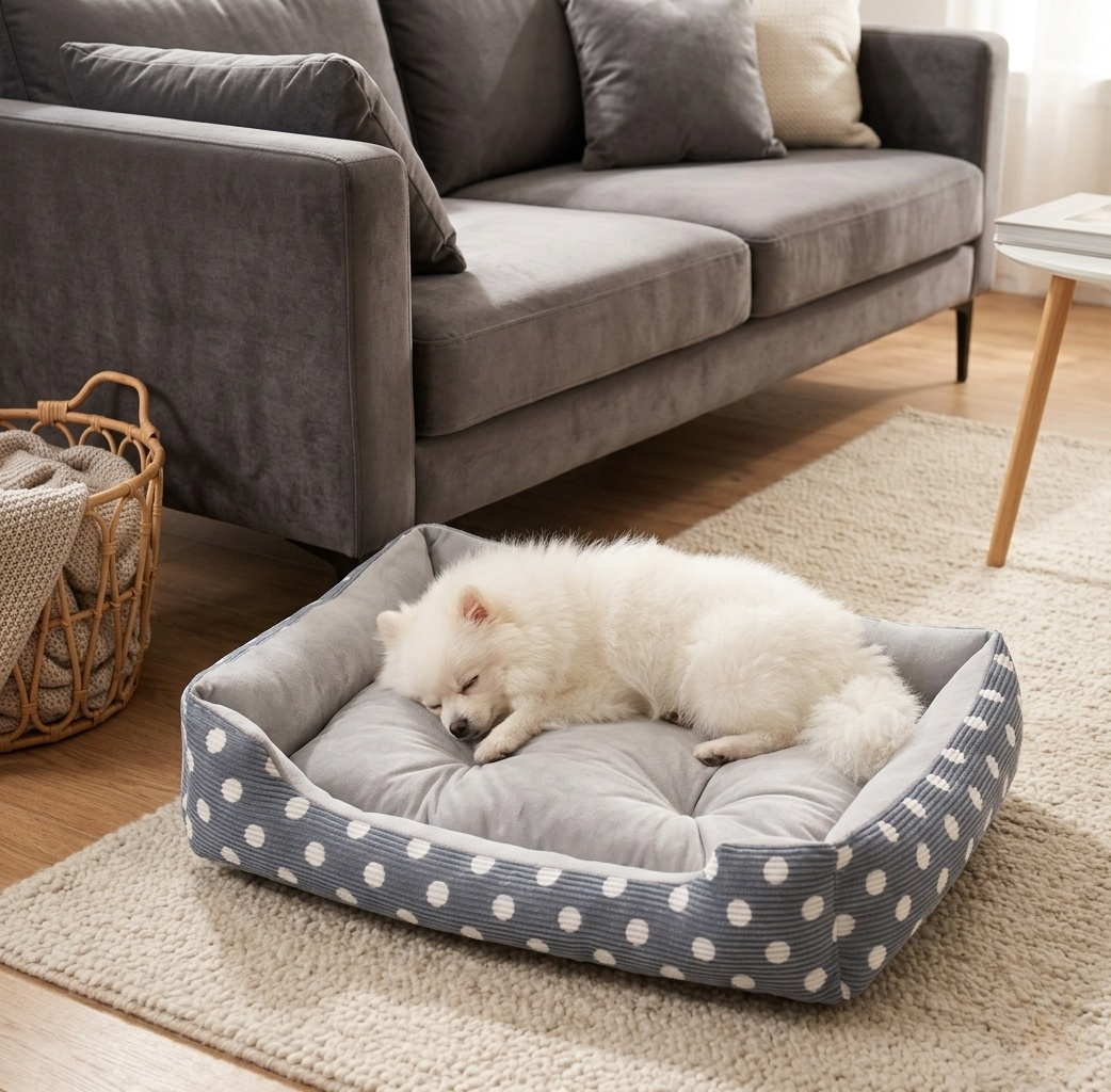 Dog Bed - Four Seasons Washable Plush Cushion, Soft Pet Sofa for Small & Medium Dogs