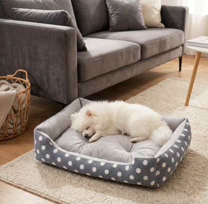 Dog Bed - Four Seasons Washable Plush Cushion, Soft Pet Sofa for Small & Medium Dogs
