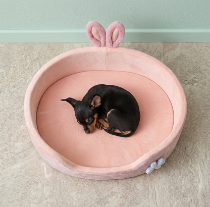 Dog Bed - Cute Princess Pink Pet Sofa with Rabbit Ears