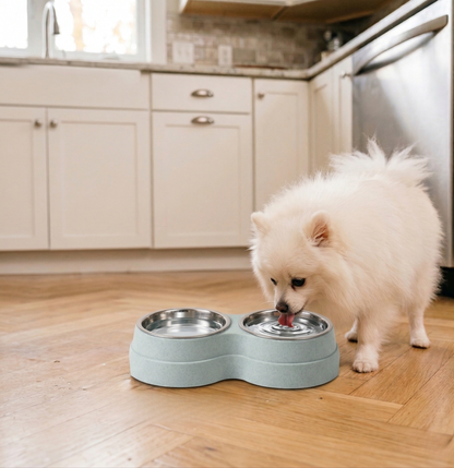 Dog Bowl - Double Stainless Steel Feeding Station, for Food & Water