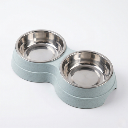 Dog Bowl - Double Stainless Steel Feeding Station, for Food & Water