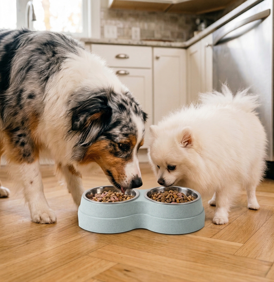 Dog Bowl - Double Stainless Steel Feeding Station, for Food & Water