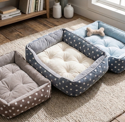 Dog Bed - Four Seasons Washable Plush Cushion, Soft Pet Sofa for Small & Medium Dogs